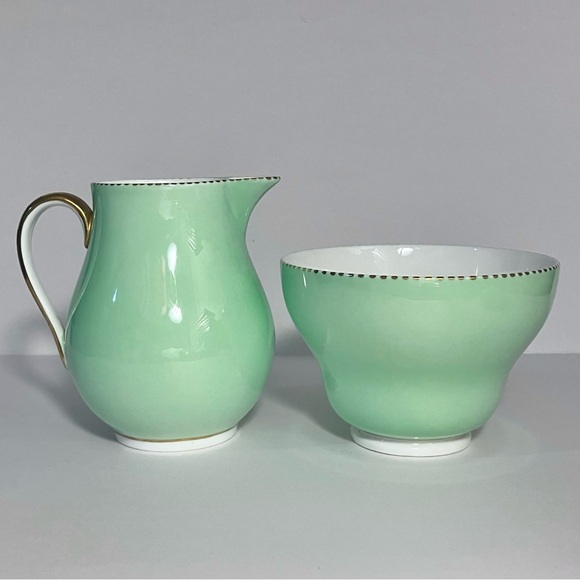 Wedgwood Other - Vintage WEDGWOOD APRIL GREEN Cream & Sugar Set / 1950s ENGLISH BONE CHINA / Rare